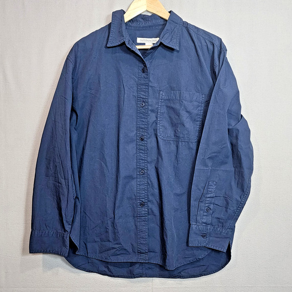 Outerknown Mens Large Button Down Shirt Navy Blue Style 2320093 NWT - Picture 2 of 7